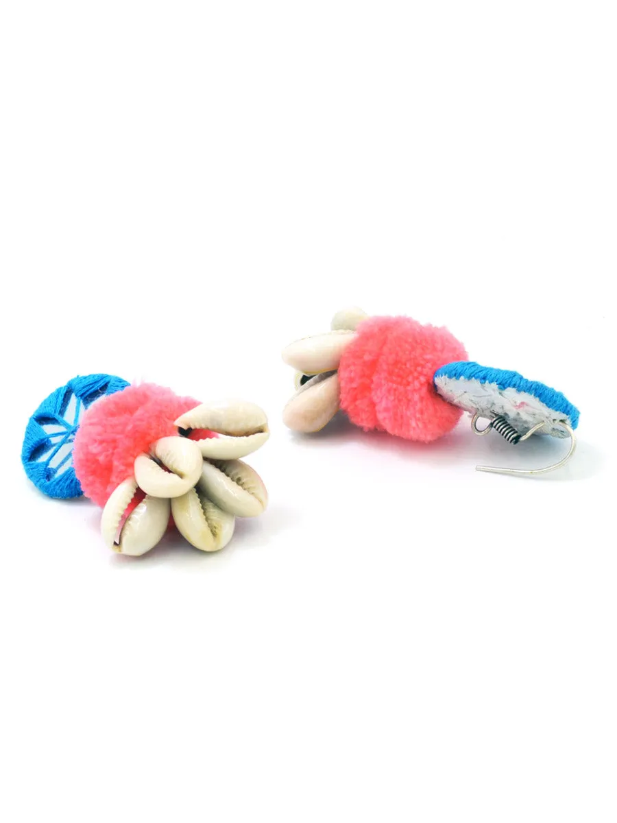 Zoya Pom-pom Shell Earrings