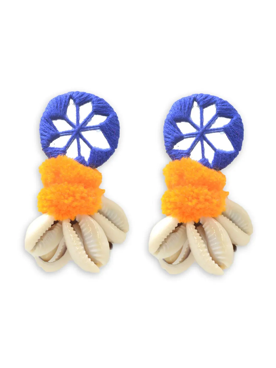 Zoya Pom-pom Shell Earrings